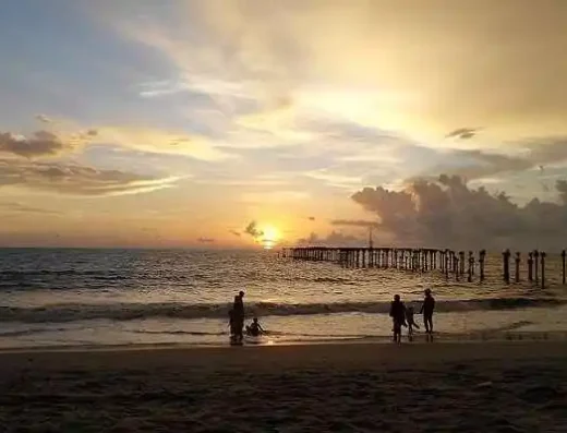 Historic sea bridge at Alleppey Beach, Kerala