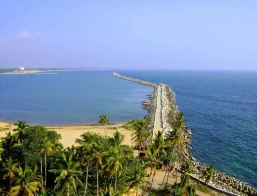 Beypore Pulimuttu (Stone Pier) extending into the Arabian Sea