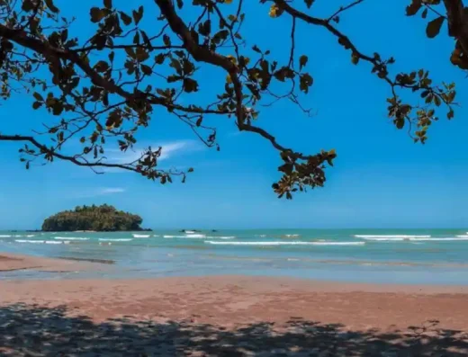 Dharmadam Beach with Dharmadam Island in the background