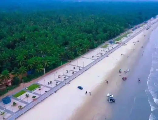 Aerial view of Muzhappilangad Drive-in Beach