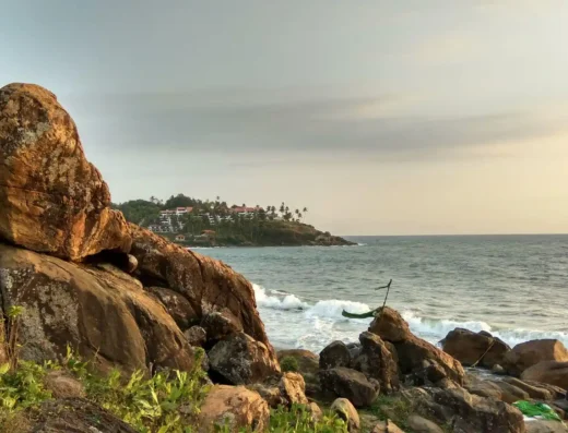 Samudra Beach Kovalam Rocky coastline and Arabian Sea at Samudra Beach
