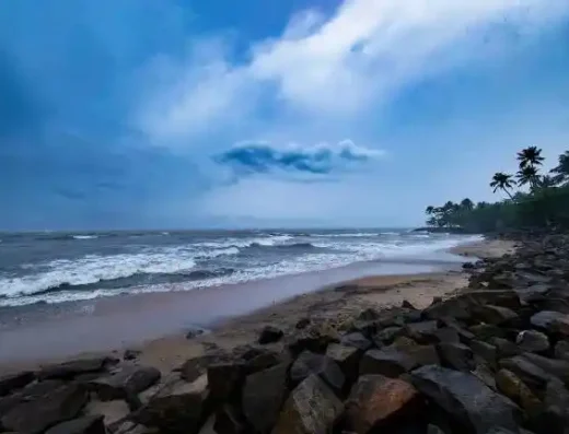 Peaceful coastal view of Thirumullavaram Beach