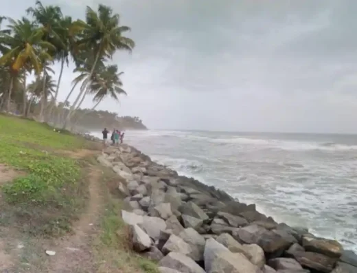 Peaceful Arabian Sea coastline at Thiruvambadi Beach