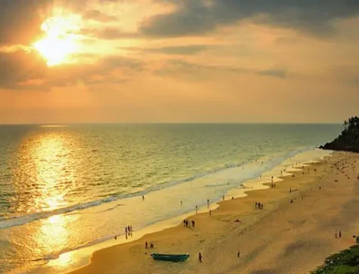 Sunset at Kovalam Beach along the Arabian Sea