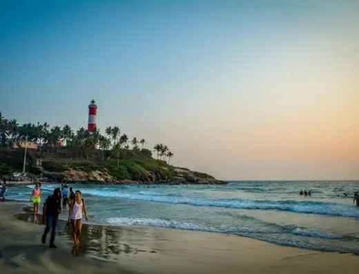 Sunset view at Lighthouse Beach Kerala