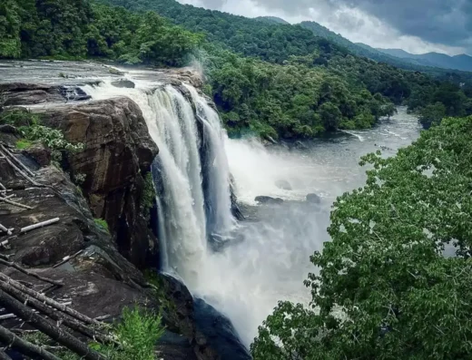 Scenic viewpoint overlooking Athirappilly Waterfalls