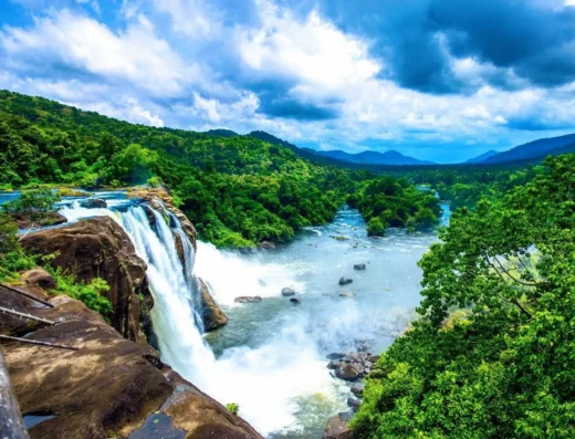 Monsoon view of Athirappilly Waterfalls in Kerala